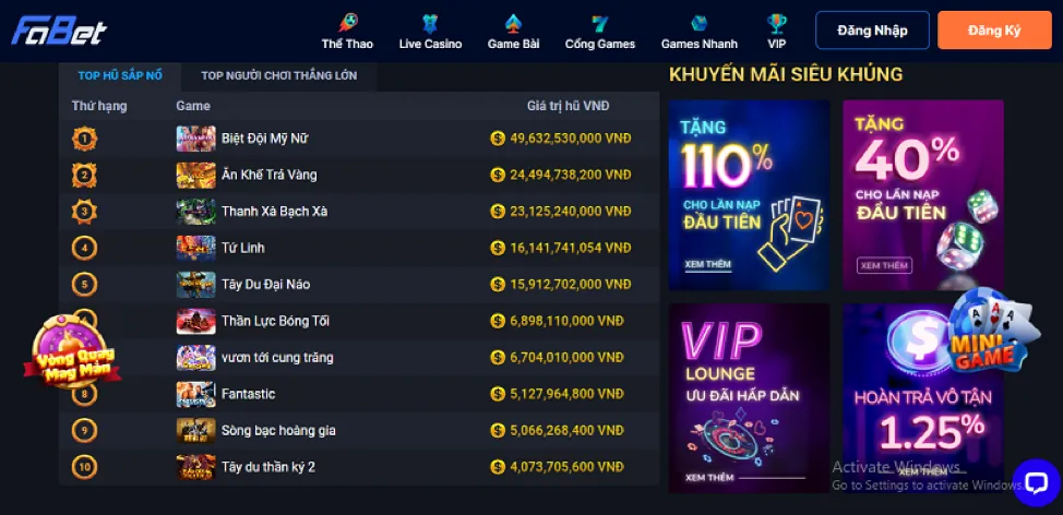 Giao diện các loại kèo cược trên win456 app